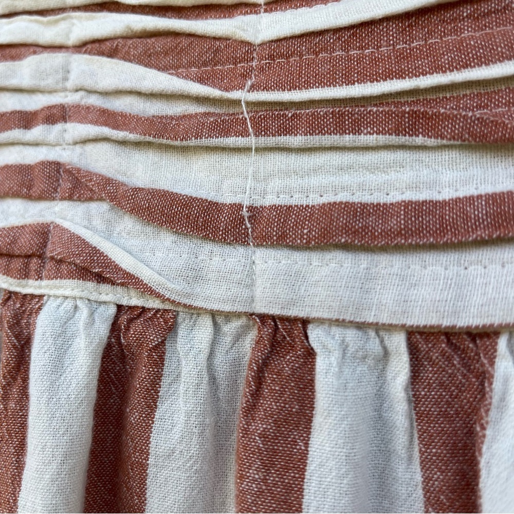 Free People Canyon Cotton Linen Blend Striped Midi Skirt Pockets Cottagecore | L - Picture 8 of 16